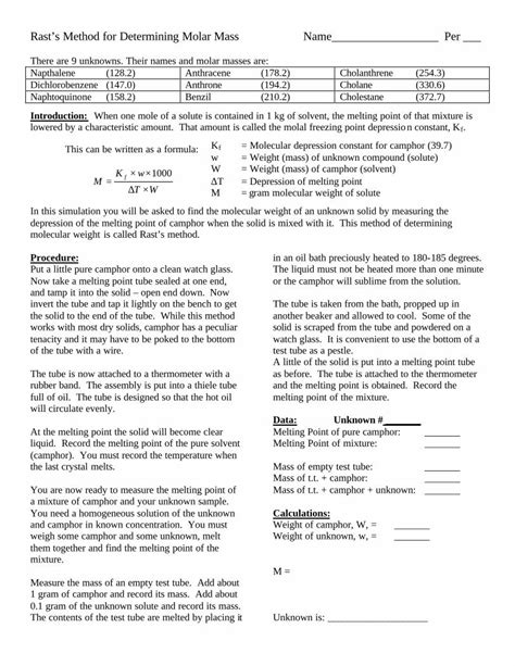 Pdf Rasts Method For Determining Molar Mass Name Pdf Filerasts