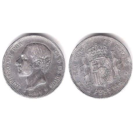 Alfonso XII 1881 18 81 2 Pesetas MBC MBC Plata Ceca De Madrid