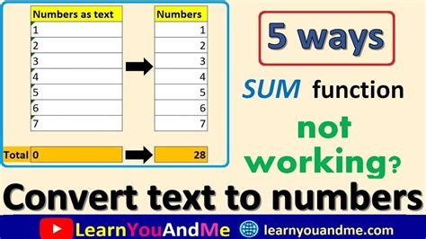 How To Convert Text To Numbers In Excel Text To Number Format In Excel 5 Ways Sum Not