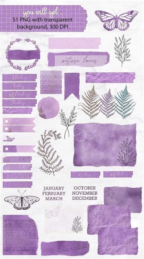 Pegatinas Moradas Sticker Purple Bullet Journal Diy Scrapbook