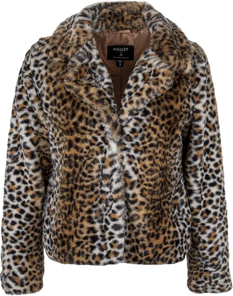 Womens Cheetah Leopard Animal Print Faux Fur Sherpa Short Coat Plush