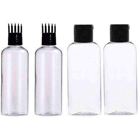 Hunky Dory 4pcs 200ml Combo Hair Root Applicator Bottles With Comb Cap