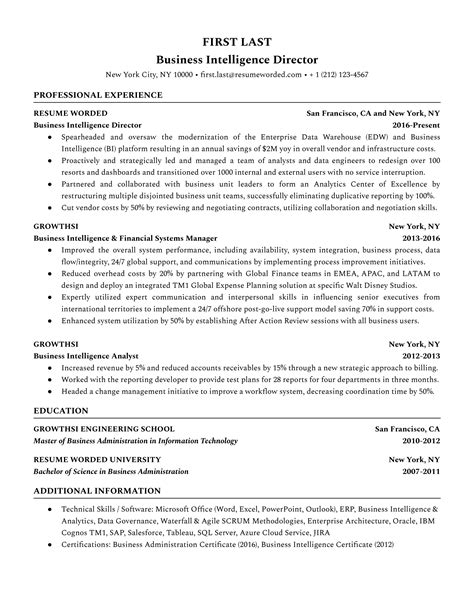 Intelligence Resume Sample