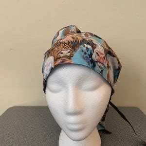 Scrub Hat And Mask Set Cows Etsy