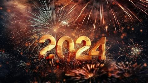 Premium AI Image Happy New Year 2024 With Fireworks In Background