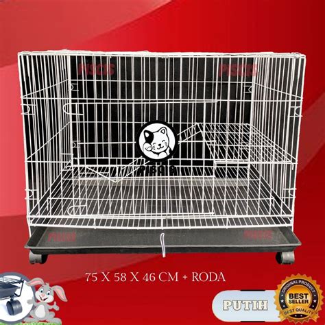 Jual KANDANG SANGKAR KUCING BESI LIPAT UKURAN XL 75X54X46 RODA MURAH