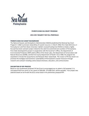 Fillable Online Seagrant Psu Pennsylvania Sea Grant Program Fax Email