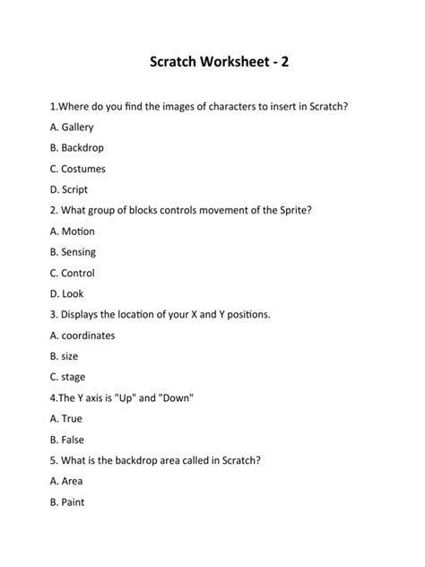 Scratch Worksheet 2 | PDF