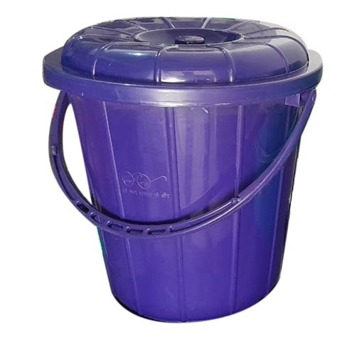 Open Top Cylindrical Litre Blue Plastic Dustbin For Home Size