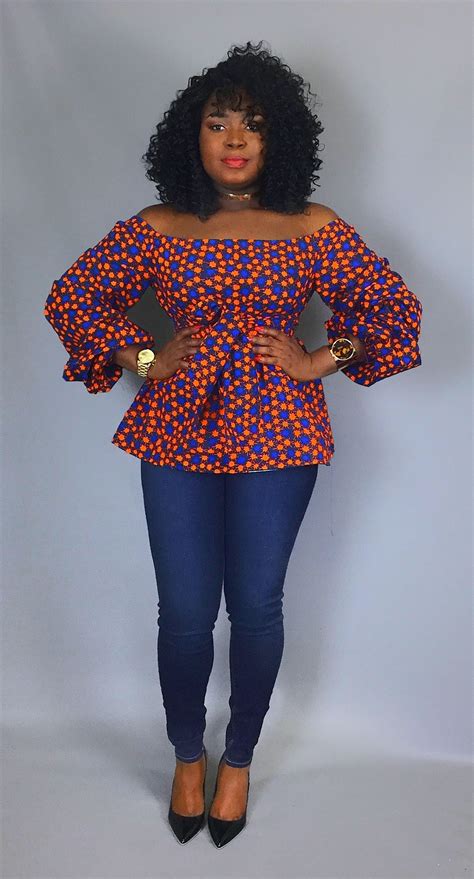 African Print Off Shoulder Top With Sash African Clothingwomens Clothingtopsblousesoff