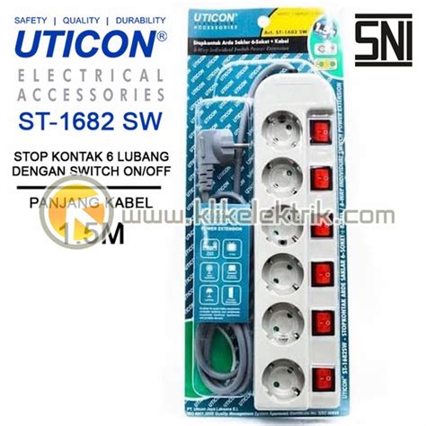 Jual Stop Kontak Lubang Dengan Saklar Dan Kabel M Uticon St