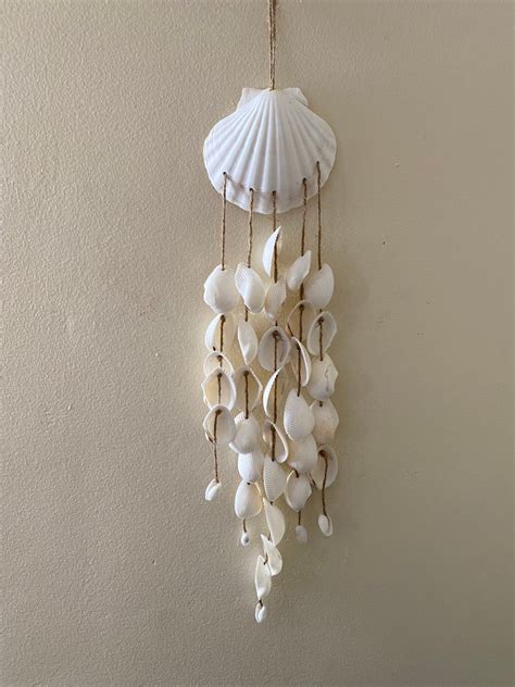 White Seashell Wind Chime White Sea Shell Windchime Beach Etsy