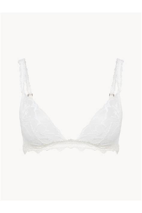 La Perla Soft Triangle Bra In Off With Leavers Lace White Editorialist