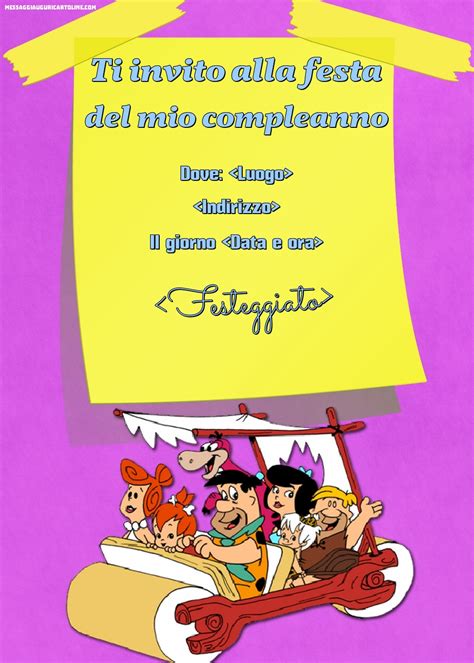 Invito Alla Festa La Famiglia Flinstone Inviti Di Compleanno Per