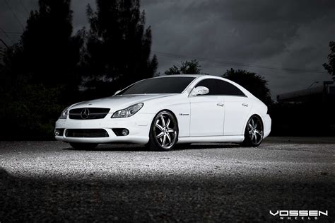 Lowered Suspension And Vossen Custom Wheels On White Cls Carid