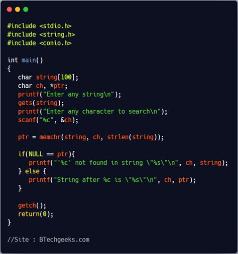 Memchr C Library Function Btech Geeks