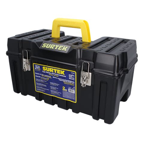 Surtek 21 In Plastic Tool Box With Metallic Latches And Plastic Tray