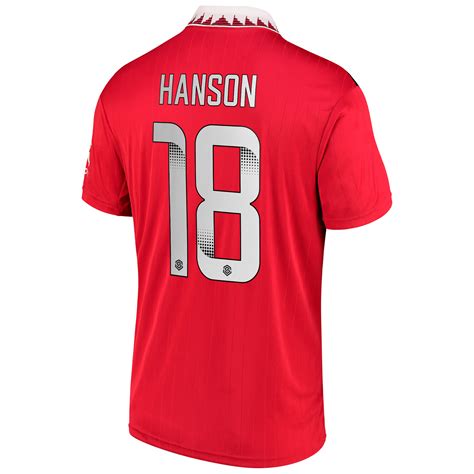 Manchester United Wsl Home Shirt 2022 23 With Hanson 18 Printing