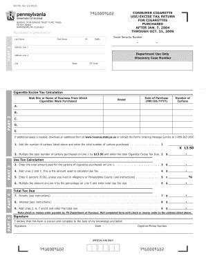 Fillable Online Consumer Cigarette Use Excise Tax Return For Cigarettes