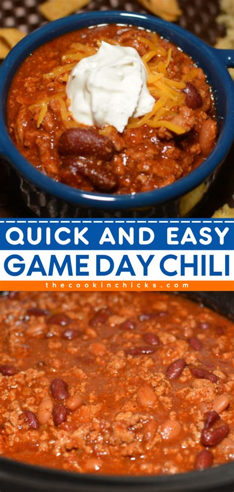 Game Day Chili Easy Chili Recipe Crockpot Easy Chicken Dinner Recipes Chicke Recipes