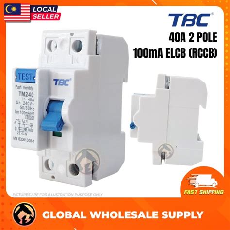 TBC 40A 63A 2 Pole 30mA 100mA ELCB RCCB Sirim Approved Lazada