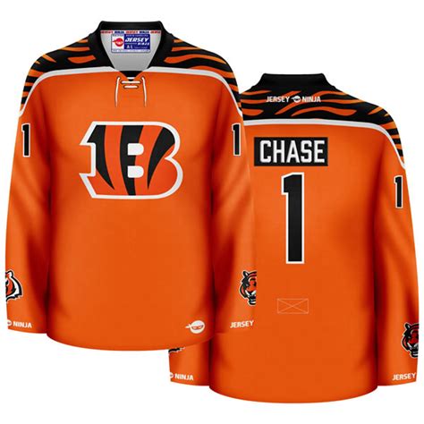 Jersey Ninja - Cincinnati Bengals Orange Ja'Marr Chase Crossover Hockey ...