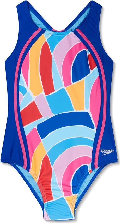 Speedo Girls Swimsuit One Piece Thick Strap Racer Back