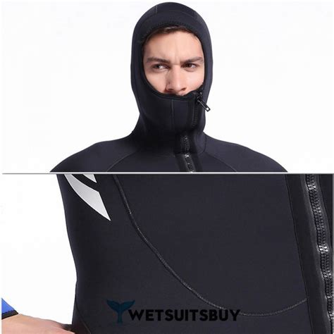 Mens 5mm Neoprene Warm 2pcs Wetsuit Rash Guard Diving Suit Fullsuit