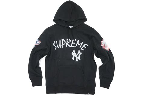 Supreme Yankees Hooded Sweatshirt Black Mens Ss15 Us