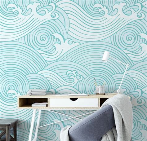 Ocean Wallpaper Coastal Removable Wallpaper Sea Self Etsy