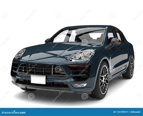 Dark Teal Modern Cool Family Car - Closeup Shot Stock Illustration ...