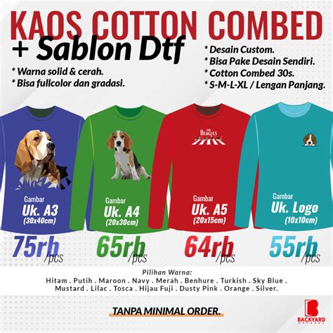 Jual Sablon Satuan Sablon Dtf Satuan Kaos Polos Soft Cotton Combed