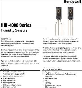 HIH-4000-004 datasheet - Specifications: Sensor Type: Capacitive ...