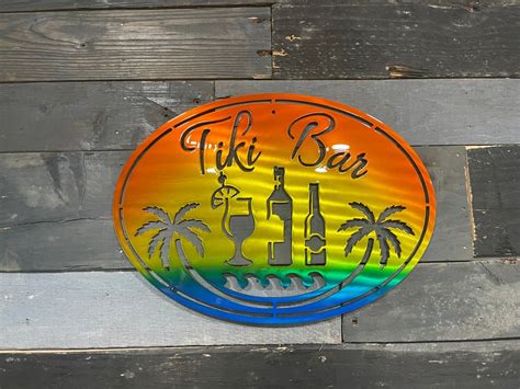 Tiki Bar Metal Sign Tiki Bar Art For Outdoor Patio Nautical Art Tiki