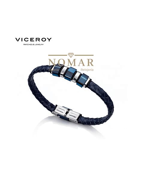 Pulsera Viceroy De Hombre Magnum Acero Y Piel Azul