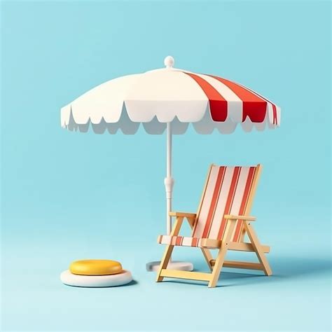 Premium Ai Image A Beach Chair And A Chair With A Red And White