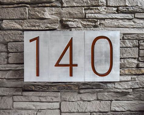 Mid Century Modern House Numbers in Brushed Aluminum – Modish Metal Art