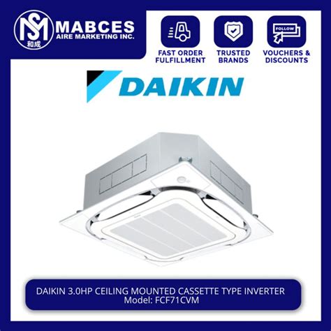 Daikin 3HP Ceiling Cassette With Standard Decorative Panel White