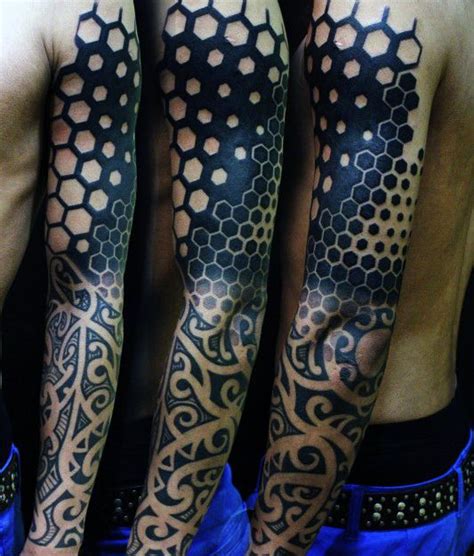 Honeycomb Tattoo Designs For Men Hexagon Ink Ideas Honeycomb