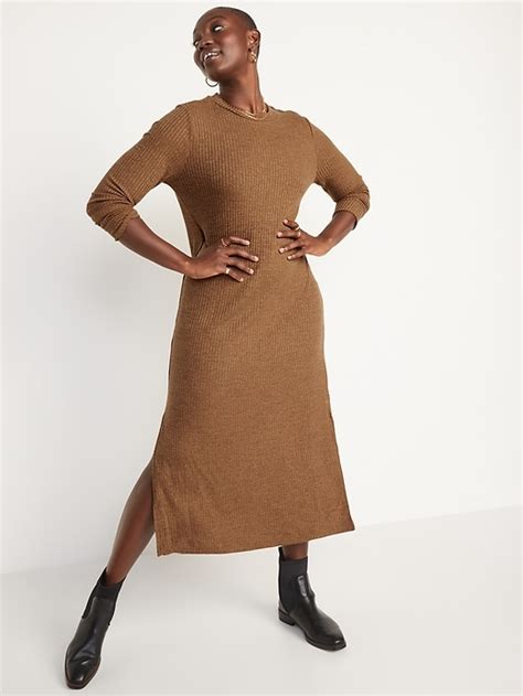 Rib Knit Long Sleeve Maxi Shift Dress Old Navy