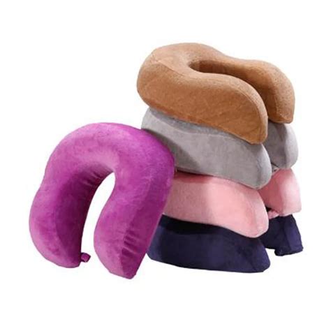 U Shaped Memory Foam Neck Pillows Soft Slow Rebound Space Travel Pillow Solid Neck Cervical ...