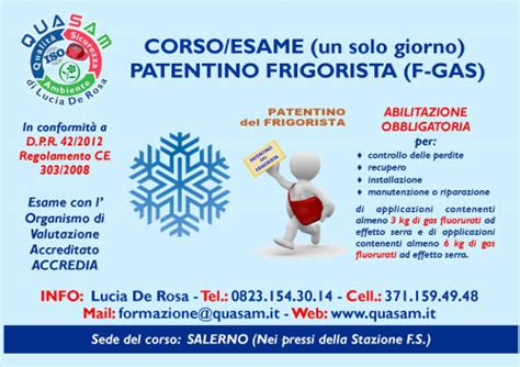 Corso Patentino Frigorista F Gas Salerno