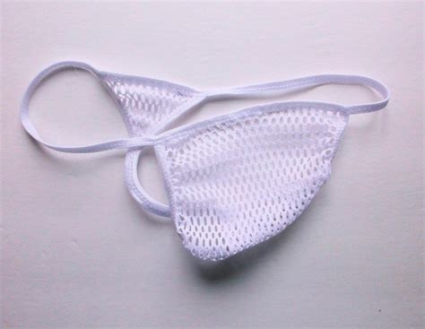 Men S G String Thong Sheer Naked Big Hole Fish Net White Etsy