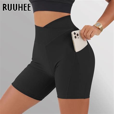 Ruuhee Leggings Women High Waist Yoga Sport Shorts Biker Shorts Women