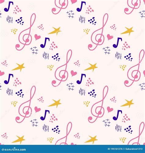 Abstract Music Notes Seamless Pattern Background Musical Melody Decoration Stock Illustration