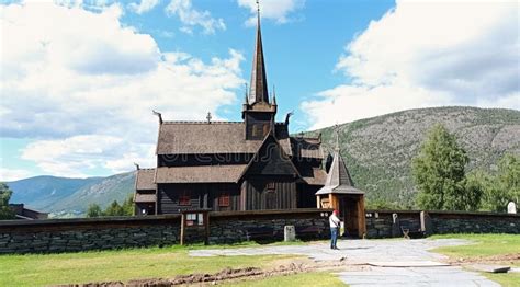 Lom, Norway - July 8, 2023: Norvegian Stave Church Lomskyrkja in Lom ...