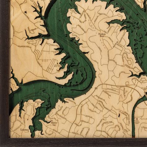 Lake Travis TX Wooden Map Art | Topographic 3D Chart