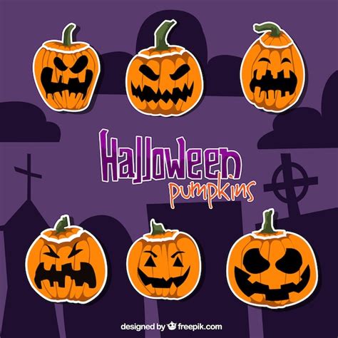 Free Vector | Pumpkin stickers collection