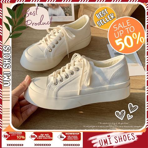 LOẠI 1 SẴN Giày thể thao nữ vải canvas đế bằng bánh mì cao 4cm hot mới ulzzang Basic màu đen