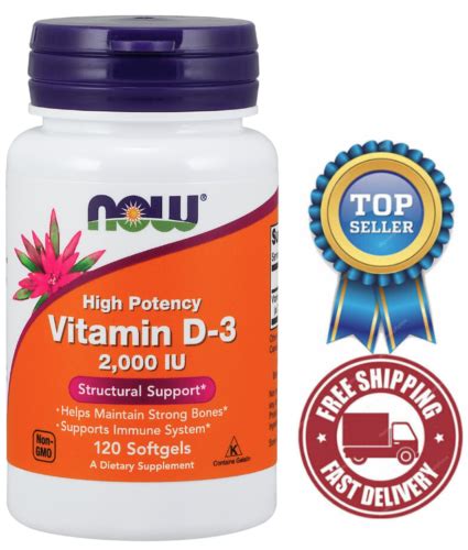 NOW Supplements, Vitamin D-3 2,000 IU, High Potency, Structural Support